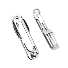 Camping Utensils - 4 In 1 Stainless Steel, Safety Locking Camping Accessories with Durable Sheath - Compact Multi Tool For Camping With Knive, Spoon, Fork, Bottle Opener by Hayvenhurst