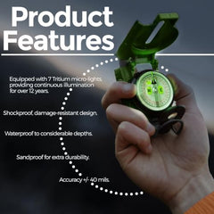 Cammenga Official US Military Tritium Lensatic Compass, Olive Drab Accurate Waterproof Hand Held Compasses with Pouch for Hiking Camping Navigation Survival Backpacking Orienteering