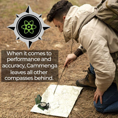 Cammenga Official US Military Phosphorescent Lensatic Compass, Olive Drab Accurate Waterproof Hand Held Compasses with Pouch for Hiking Camping Navigation Survival Backpacking Orienteering