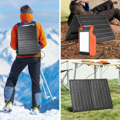 Takki 120W Peak Solar Generator Portable Power Station with Solar Panels 21W Included, 83Wh Solar Power Bank Charger AC Outlet for Camping Emergency Outdoor Tent