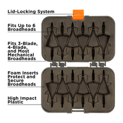 Allen Company Titan Broadhead Box & Caddy - Holds 6 Broadheads with Closed Width Up to 1-3/8" - Outdoor Storage for Bow, Compound Bow, Crossbow Accessories - Gray/Orange